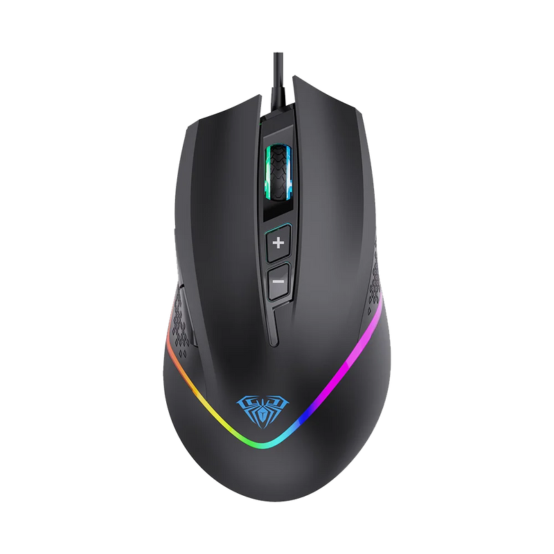 AULA F805 Wired Ergonomic Gaming Mouse ( F805B ) ( 6400DPI / 7 Macro  Buttons ) (Black)