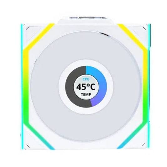 LIAN LI Uni Fan SL120 120mm ARGB LCD Reverse Blade Cabinet Fan (White) (Triple Pack)