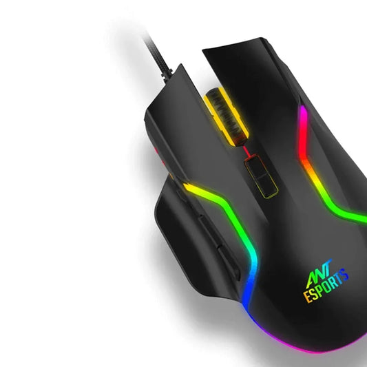 ANT ESPORTS GM340 Wired Ergonomic Gaming Mouse (GM340) (12800DPI) (5 Macro Button) (Black)