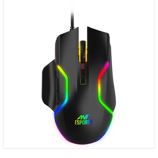 ANT ESPORTS GM340 Wired Ergonomic Gaming Mouse (GM340) (12800DPI) (5 Macro Button) (Black)