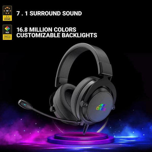 ANT ESPORTS H800 RGB 7.1 Surroun Sound USB Wired Gaming Headphone ( Black ) ( PC / Playstation / Mobile / Xbox )