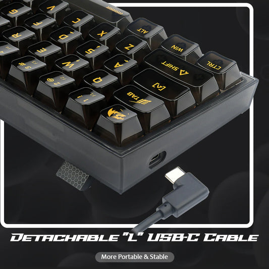 Redragon K617 Fizz 60% RGB Mechanical Gaming Keyboard (Black Transparent) (Translucent Custom Switch)