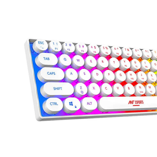 ANT ESPORTS MK1500 Mini Retro 60% Membrane Wireless Gaming Keyboard (White)