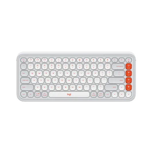 LOGITECH Pop Icon 65% Membrane Wireless Gaming Keyboard ( Off White & Orange ) ( Membrane Switches )
