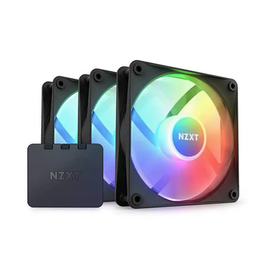NZXT F120 RGB Core 120mm Cabinet Fan With RGB Controller - Black (Triple Pack)