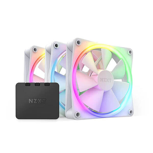 NZXT F120 RGB Duo 120mm with the RGB Controller Cabinet Fan White (Triple Pack)