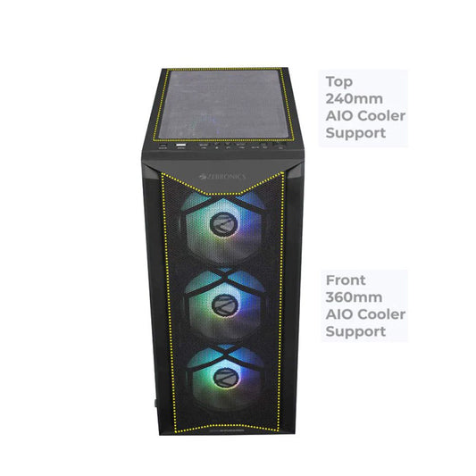 ZEBRONICS Zeb-Invader ATX Mid Tower Cabinet (Black)