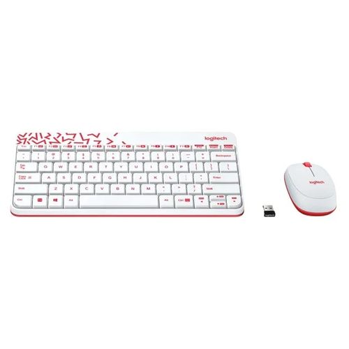 Logitech MK240 Wireless Gaming Keyboard and Gaming Mouse Combo (White-Red)