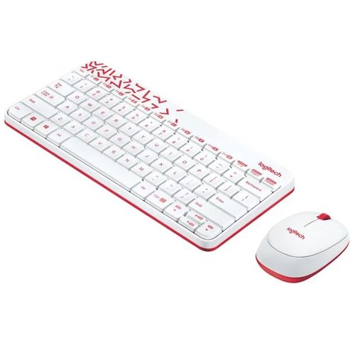 Logitech MK240 Wireless Gaming Keyboard and Gaming Mouse Combo (White-Red)