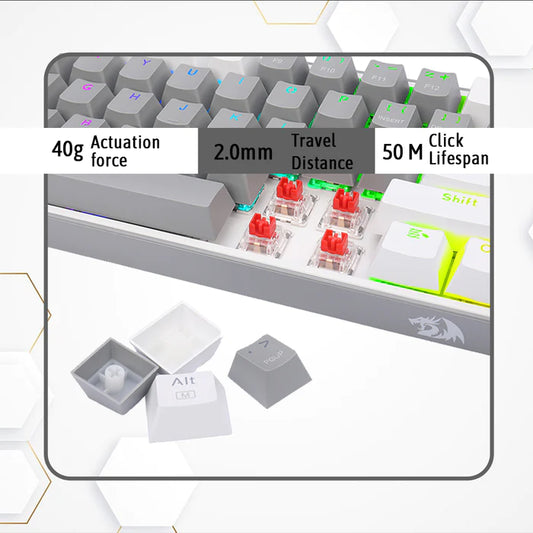 Redragon Fizz K617 60% Mechanical Gaming Keyboard (Grey & White)