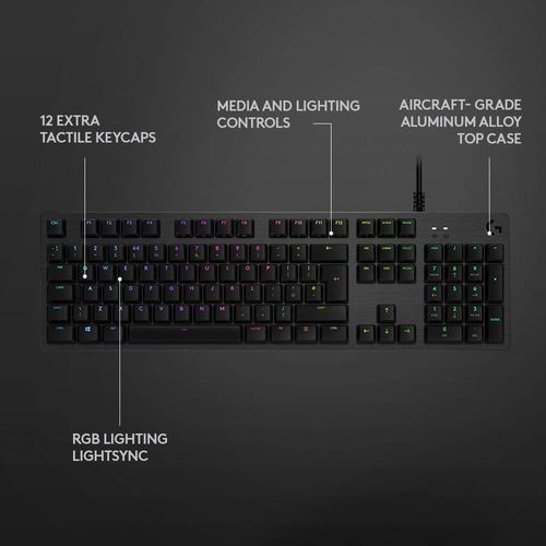 Logitech G512 RGB Backlit Mechanical Wired Gaming Keyboard GX Blue Clicky Switches (Carbon)