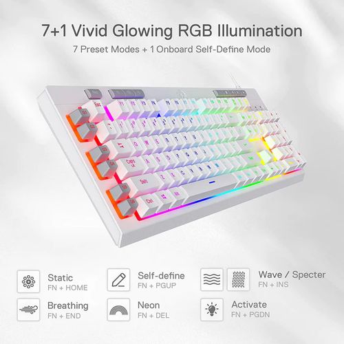 Redragon Shiva K512 RGB Backlit Membrane Gaming Keyboard (White)