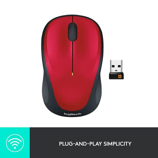 LOGITECH M235 Wireless Ambidextrous Gaming Mouse ( 910-002201 ) ( 1000DPI / 3 Macro Button ) ( Red )