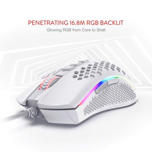 Redragon M808 Storm Lightweight RGB USB Gaming Mouse (White)