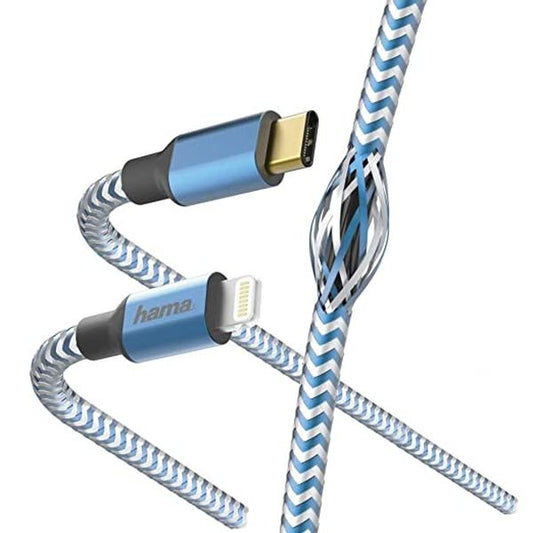 HAMA 183311 Reflective Quick Charging Data Cable USB-C Lightning 1.5m Cable ( Blue )