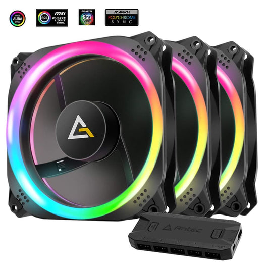 Antec Prizm 120mm ARGB Dual Ring Cabinet Fan With LED Controller (Triple Pack)