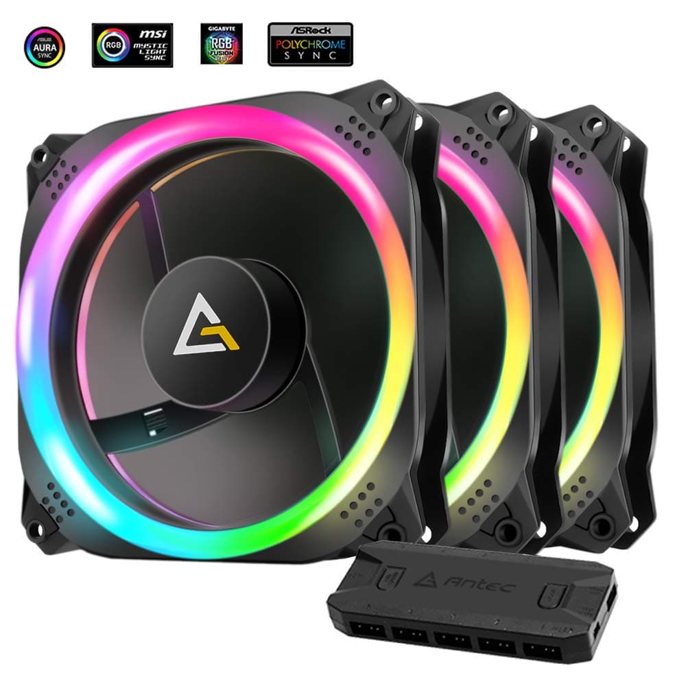 Buy ANTEC Prizm 120mm ARGB Dual Ring Cabinet Fans With LED Controller ...