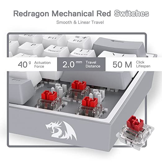 Redragon K617 Fizz Mechanical Gaming Keyboard (White & Grey)