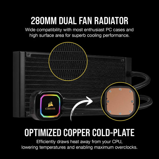 Corsair iCUE H115i RGB Pro XT 280mm CPU Liquid Cooler