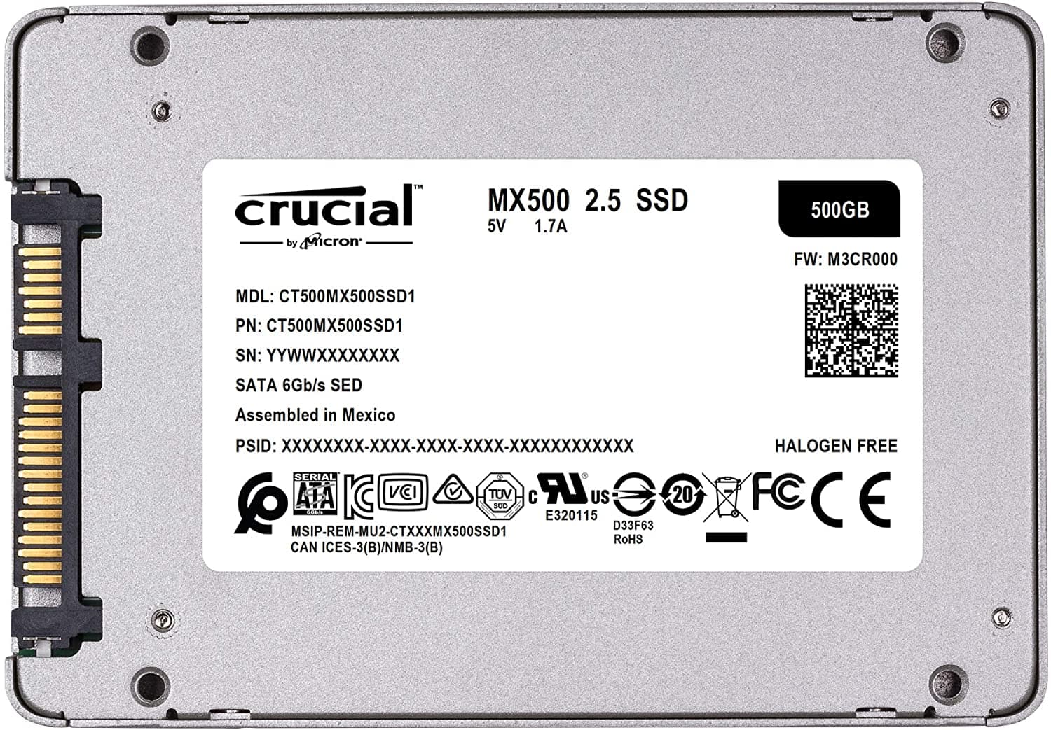 Crucial MX500 - SSD - 500 GB - SATA 6Gb/s - CT500MX500SSD1 - Solid