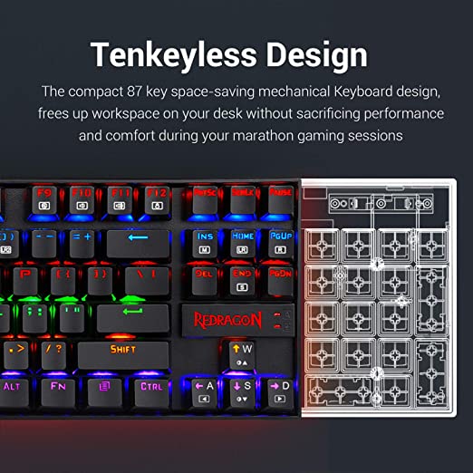 Redragon Kumara K552 TKL Mechanical Wired Gaming Keyboard (Blue Switches)