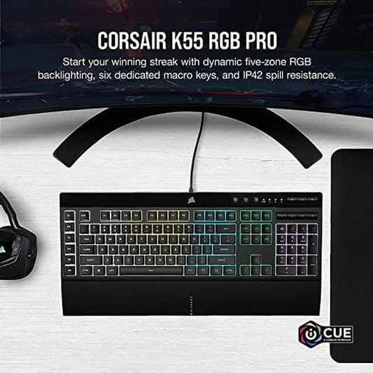 Corsair K55 RGB Pro Full Size RGB Membrane Gaming Keyboard