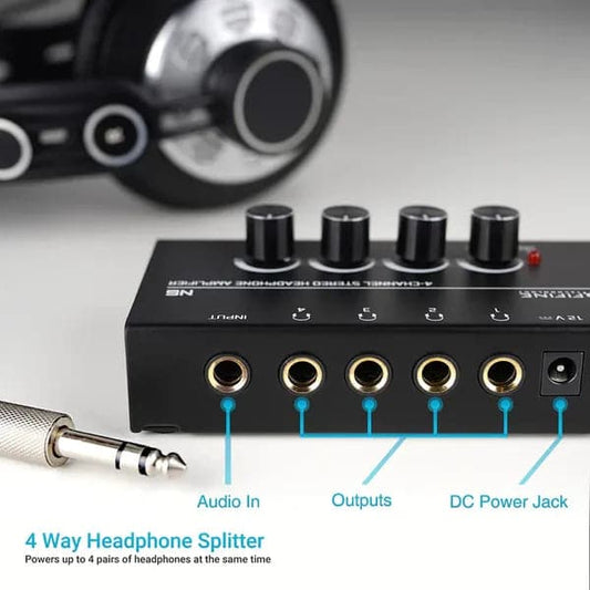 Fifine N6 Headphone Amplifier With Stereo Output And Individual Volume Controls