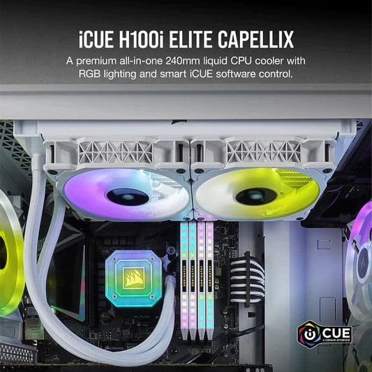 Corsair ICUE H100i Elite Capellix CPU Liquid Cooler (White)