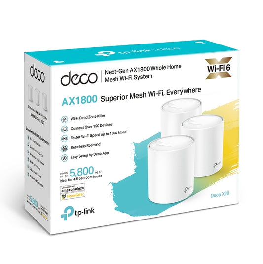 TPLink Deco X20 AX1800 (3-Pack) Whole Home Mesh Wi-Fi 6 System