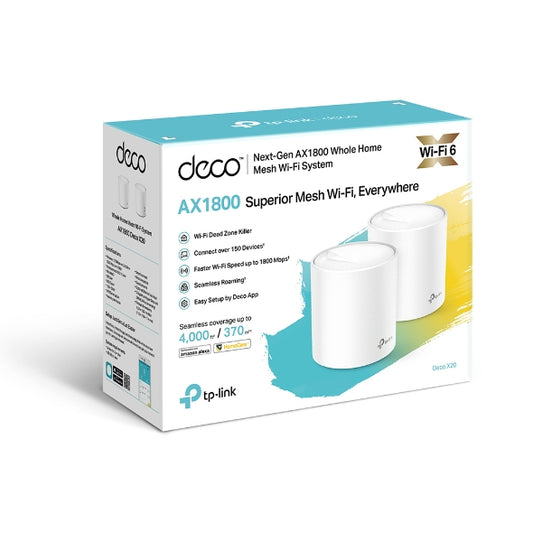 TPLink Deco X20 AX1800 (2-Pack) Whole Home Mesh Wi-Fi 6 System