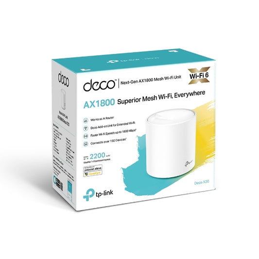 TPLink Deco X20 AX1800 (1-Pack) Whole Home Mesh Wi-Fi 6 System