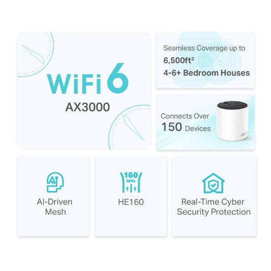 Deco X55 AX3000 (3-Pack) Whole Home Mesh WiFi 6 System