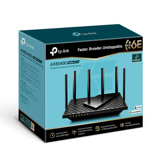 TPLink Archer AXE75 AXE5400 Tri-Band Gigabit Wi-Fi 6E Router