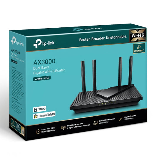 TPLink Archer AX55 AX3000 Dual Band Gigabit Wi-Fi 6 Router