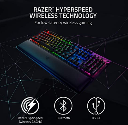 Razer BlackWidow V3 Pro Mechanical Wireless Gaming Keyboard Green Mechanical Switches
