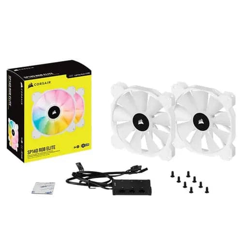 Corsair ICUE SP140 RGB Elite Cabinet Fan With Lighting Node Core (Dual Pack) ( White )