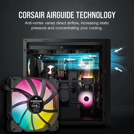 Corsair ICUE SP120 RGB Elite Cabinet Fan With Lighting Node Core (Triple Pack)