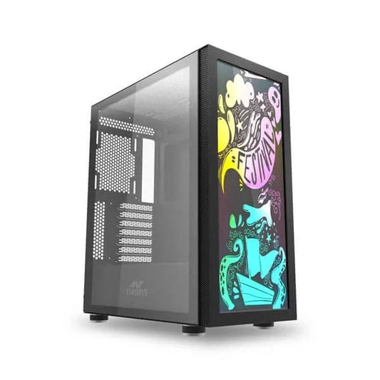 Ant Esports Graffiti (ATX) Mid Tower Cabinet (Black) With Custom Front Panel Design