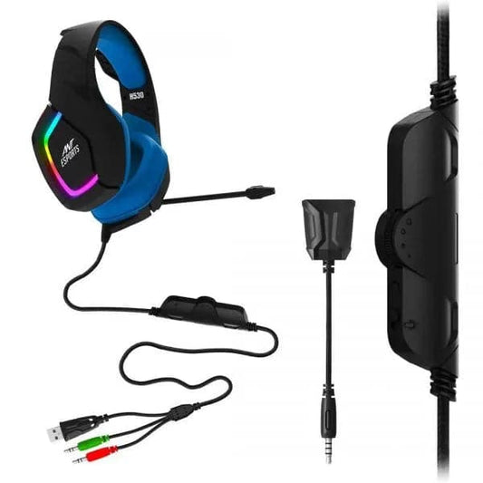 Ant Esports H530 Multi-Platform Pro RGB LED Wired Gaming Headset (Black - Blue)