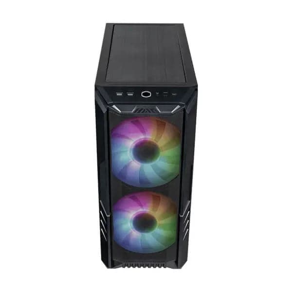 Cooler Master HAF 500 PC Case: Mid-Tower, 2 x 200mm Pre-Installed ARGB Fans  for High-Volume Airflow, Rotatable 120mm GPU Fan, Versatile Cooling