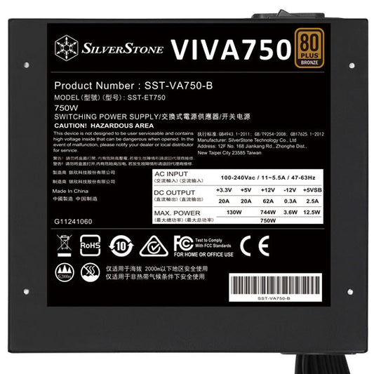 SilverStone VIVA 750 Bronze Non Modular PSU (750 Watt)